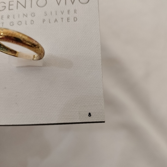 Argento Vivo Sterling Silver 18kt Gold Plated Ring, size 8 - Picture 3 of 7